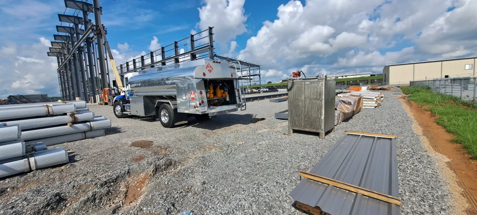 Gas 2 You truck fueling at a construction site