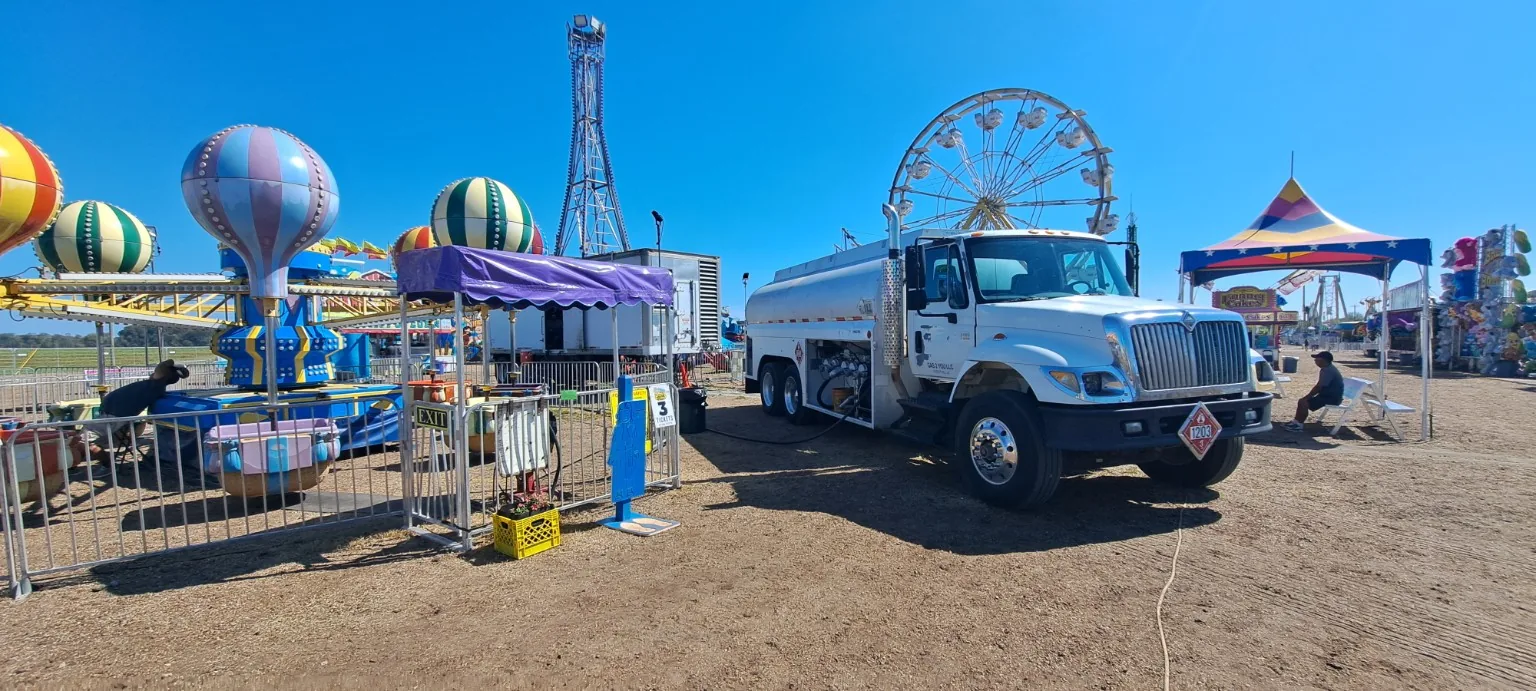 Fuel truck supporting a carnival and temporary event