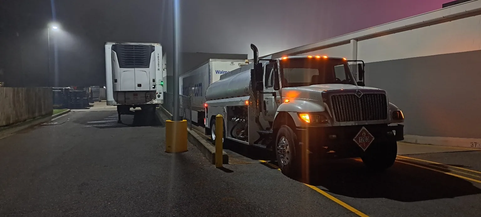 Commercial fleet fueling at night