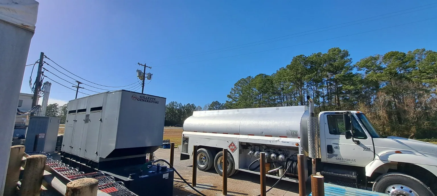 Gas 2 You fuel truck serving a commercial facility