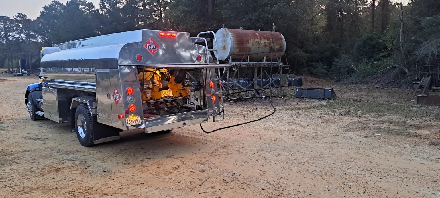 Gas 2 You bulk fuel truck servicing a fuel tank